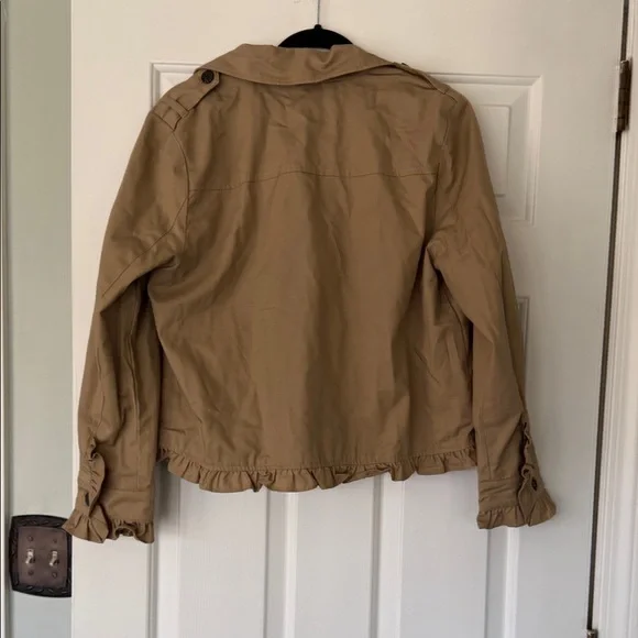 Who What Wear Brown Ruffle Trench Coat - Picture 3 of 3